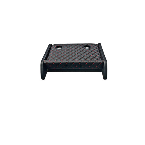 Masa de bord cu 2 suporti pentru pahare ,piele ecologica culoare Negru cusatura Rosie compatibila Volkswagen T5 2003->