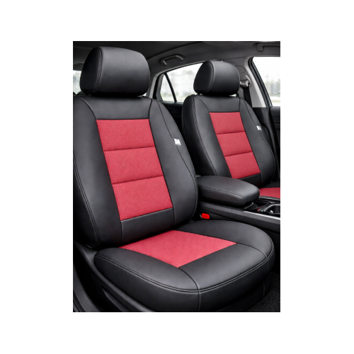 Huse scaune auto universale premium  cu bancheta spate fractionata negru rosu Cod: F3001-P28