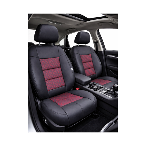 Huse scaune auto universale premium cu bancheta spate fractionata negru rosu Cod: F3001-P43