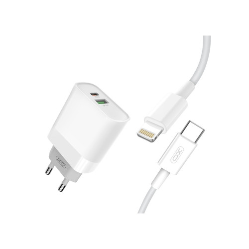 Incarcator retea USB/USB-C, Quick Charge QC3.0 20W cu cablu compatibil Lighting (Iphone ) Cod:XO-L64-NB113