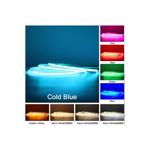 Banda LED COB latime 8mm 12V , alb rece , 5 metri ,12W/metru  Cod: HH-C580