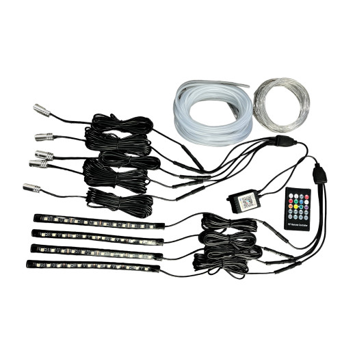 KIT FIR NEON LED RGB + BANDA LED RGB 22CM CU TELECOMANDA RF. SPT54ARW 12V