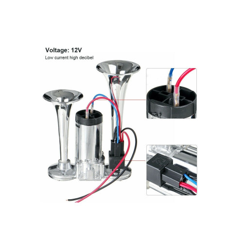 Claxon cu 2 goarne si compresor 12V Cod: CA618