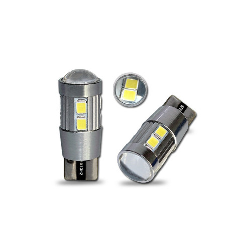 Bec T10 10 led-uri SMD 5630 cu lupa in varfa  / 12v CanBus  Cod:70327
