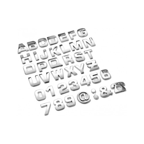 Ornament plastic auto cromat litere, cifre si semne 3D  