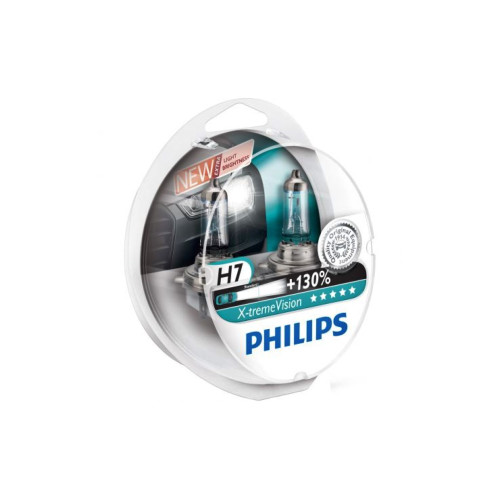Set 2 Becuri auto far halogen Philips H7 X-treme Vision, +150%, 12V, 55W Cod: 00569428