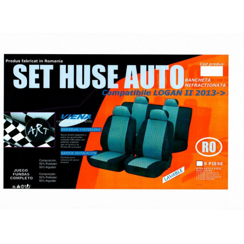 Husa auto compatibile Logan II 2013 - 2019 din 9 piese NEFRACTIONATE. Calitate Premium