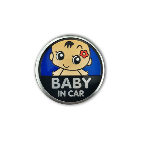 Ornament Baby in Car auto fundal albastru 13x13cm Cod: TS-122