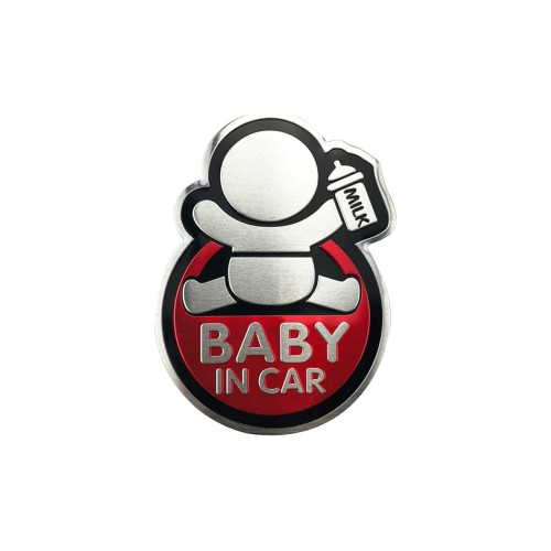 Abtibild "BABY IN CAR" fundal rosu forma in relief  Cod:TS-125