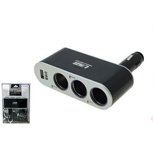 Prelungitor priza 3 cai auto si 1 USB  WF005